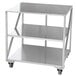 A Doyon stainless steel equipment stand with 2 undershelves on wheels.