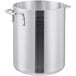 A Choice standard weight aluminum stock pot with handles.