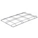 A metal rack with wire grid shelves.