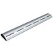 A silver metal Hatco curved infrared food warmer with black holes.