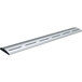 A silver metal Hatco curved infrared food warmer with a long white tube and LED lights.
