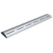 A long silver metal curved Hatco food warmer with LED lights.
