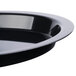 A close up of a Fineline black plastic high rim catering tray.