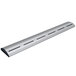 A silver curved metal tube with three holes.