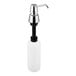 A white rectangular soap dispenser with a white bottle and chrome pump.