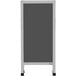 An Aarco aluminum A-frame sign board with a slate gray border and white porcelain chalk board.
