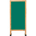 An oak A-Frame sign board with a green write-on chalkboard.