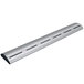 A silver metal curved pipe with three holes.