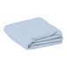 A folded light blue rectangular Intedge table cover.