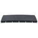 A black rectangular tray with black edges and holes.