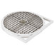 A white metal grid with a 1/2" hole pattern.