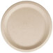 A white Eco-Products wheat straw compostable plate with a logo on it.