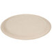 A close-up of an Eco-Products round wheat straw compostable plate with a round edge.
