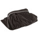 A black table skirt in a black bag with a white stripe.