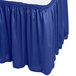 A royal blue Snap Drape table skirt with shirred pleats.