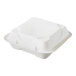 A white Eco-Products compostable 3-compartment takeout container with a lid.