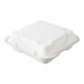 A white Eco-Products compostable 3-compartment takeout container with a lid.