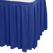 a blue table cloth with a white surface