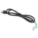 A black electrical cord with a plug on one end.