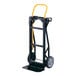 A black and yellow Harper hand truck with wheels.