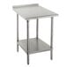 A stainless steel Advance Tabco work table with undershelf.