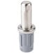 A stainless steel bullet foot for work tables.
