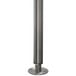 A stainless steel pole with a round metal base.