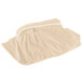A folded beige Snap Drape table skirt on a white background.