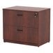 A medium cherry laminate Alera lateral file cabinet with two drawers.