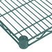 A close-up of a green Metroseal 3 wire shelf.