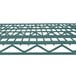 A Metro Super Erecta wire shelf with a grid pattern in a green metal finish.