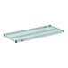 A green wire shelf measuring 21 inches by 48 inches.