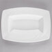 A white rectangular Libbey porcelain bowl with a white rim.