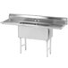 A stainless steel Advance Tabco two compartment pot sink with two drainboards.