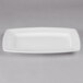 A white rectangular Libbey porcelain plate.