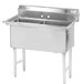 a stainless steel sink with a double sink