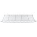 A Metro chrome wire shelf with metal rods on a white background.