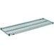 a green metal shelf with a white background