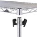 A Metro chrome wire shelving unit with polyurethane casters.