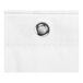 A close up of a white vinyl fabric with a metal ring.