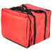 A red insulated bag with black handles.