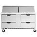 A white Beverage-Air refrigerator with 4 drawers on wheels.