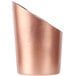 An American Metalcraft satin copper French fry cup with a curved edge.