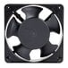 A black fan with a circular blade.