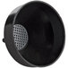 A black circular object with a hole in the center.