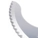 A Robot Coupe fine serrated "S" blade with a silver handle and silver blade.