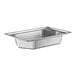 A Vollrath stainless steel hexagon pan with a rectangular edge.