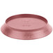 A raspberry polypropylene round deli server with a short base.