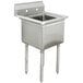 An Advance Tabco stainless steel 1 compartment sink with two legs.