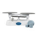 A stainless steel Edlund baker's dough scale with two round plates on top.